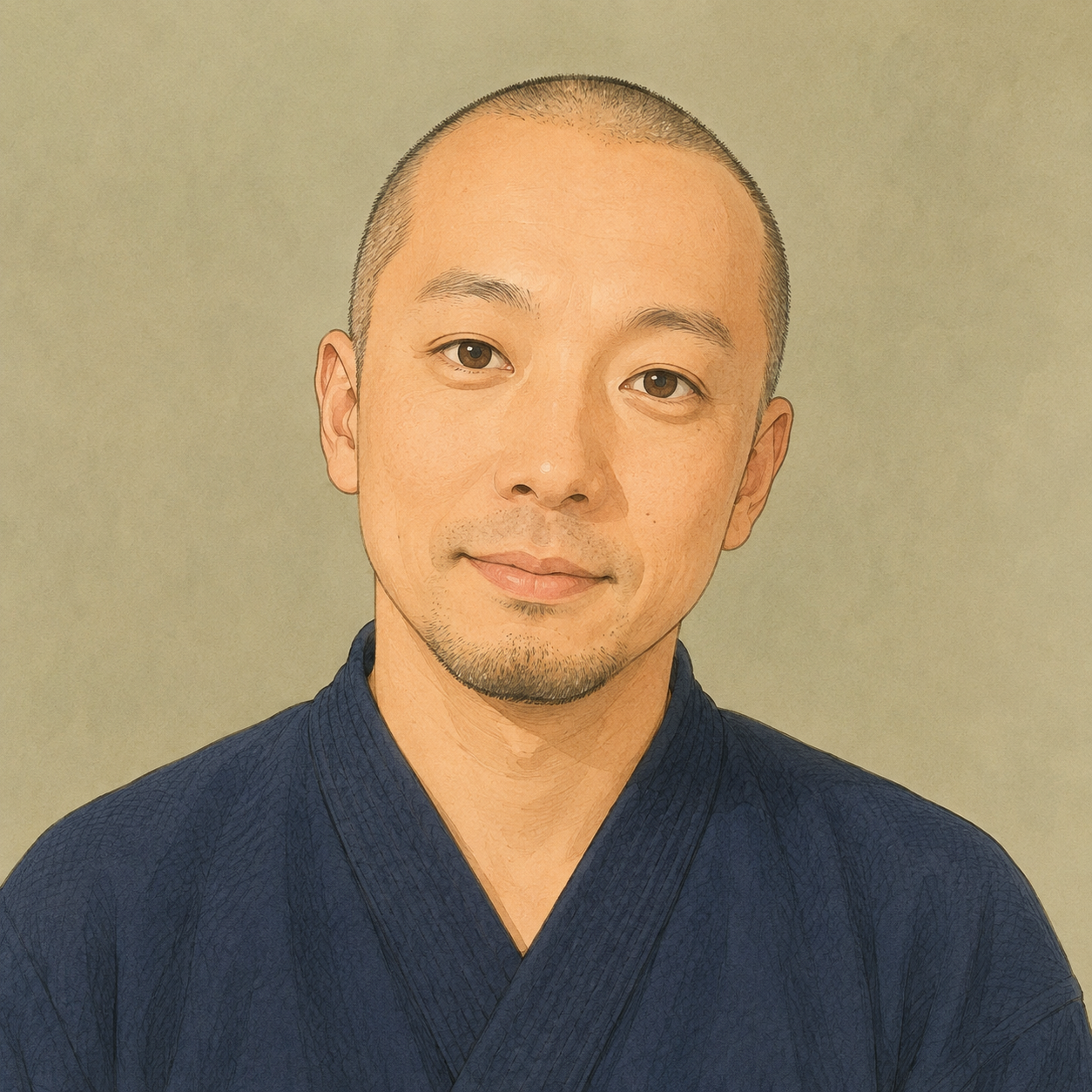 孫の手げん 岩本玄徳の似顔絵（剣道着）